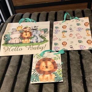 #135 Animal Themed Gift Bags with Teal Handles